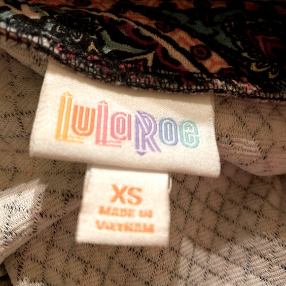 Lularoe Cassie xsmall fun paisley design black pink yellow green - Picture 4 of 4